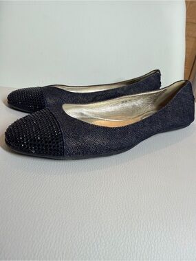 Jimmy Choo Black Jeweled Cap-Toe Ballet Flats